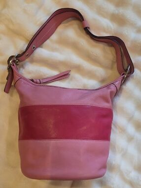 Coach Two-Tone Pink Leather Shoulder Bag